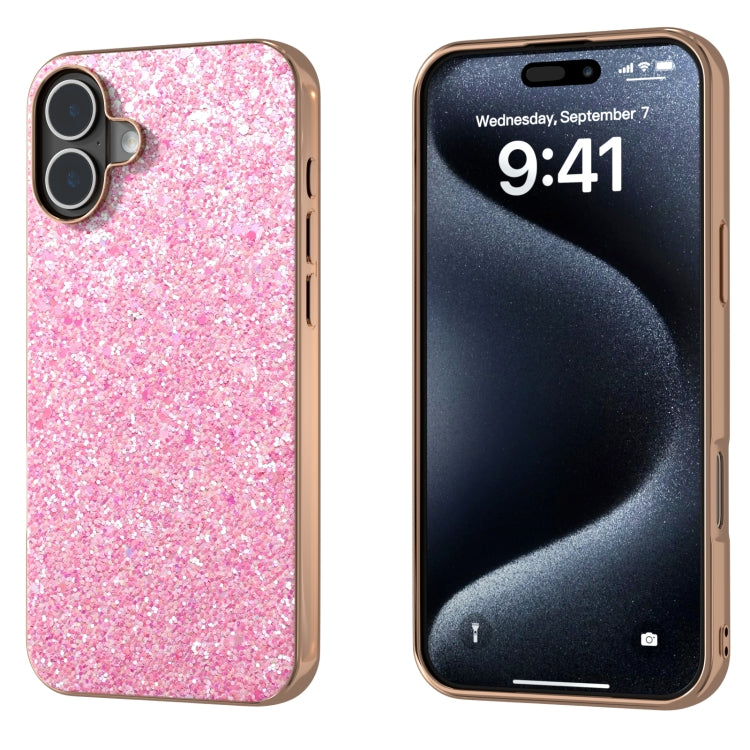 For iPhone 16 Plus Electroplating Frame Colorful Glitter Phone Case(Purple Pink) - iPhone 16 Plus Cases by buy2fix | Online Shopping UK | buy2fix