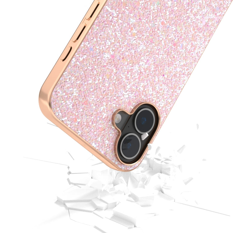 For iPhone 16 Electroplating Frame Colorful Glitter Phone Case(Pink) - iPhone 16 Cases by buy2fix | Online Shopping UK | buy2fix