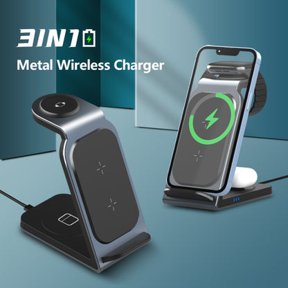 SW17 3 in 1 Metal Vertical Wireless Charger(Silver) - Wireless Charger by buy2fix | Online Shopping UK | buy2fix