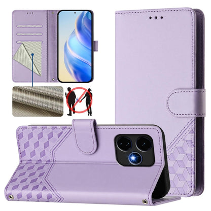 For Boost Mobile Celero 5G+ 2024 Honeycomb Embossing RFID Leather Phone Case(Light Purple) - More Brand by buy2fix | Online Shopping UK | buy2fix