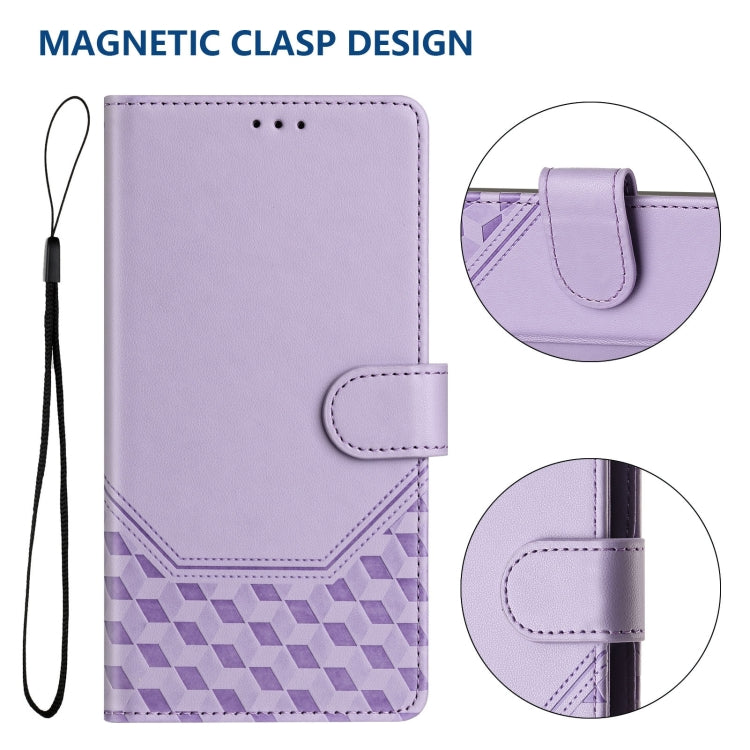 For Sony Xperia 5 VI 2024 Honeycomb Embossing RFID Leather Phone Case(Light Purple) - Sony Cases by buy2fix | Online Shopping UK | buy2fix