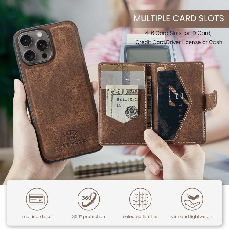 For iPhone 16 Pro Max JEEHOOD J01 Retro Magnetic Detachable Wallet Phone Case(Brown) - iPhone 16 Pro Max Cases by JEEHOOD | Online Shopping UK | buy2fix