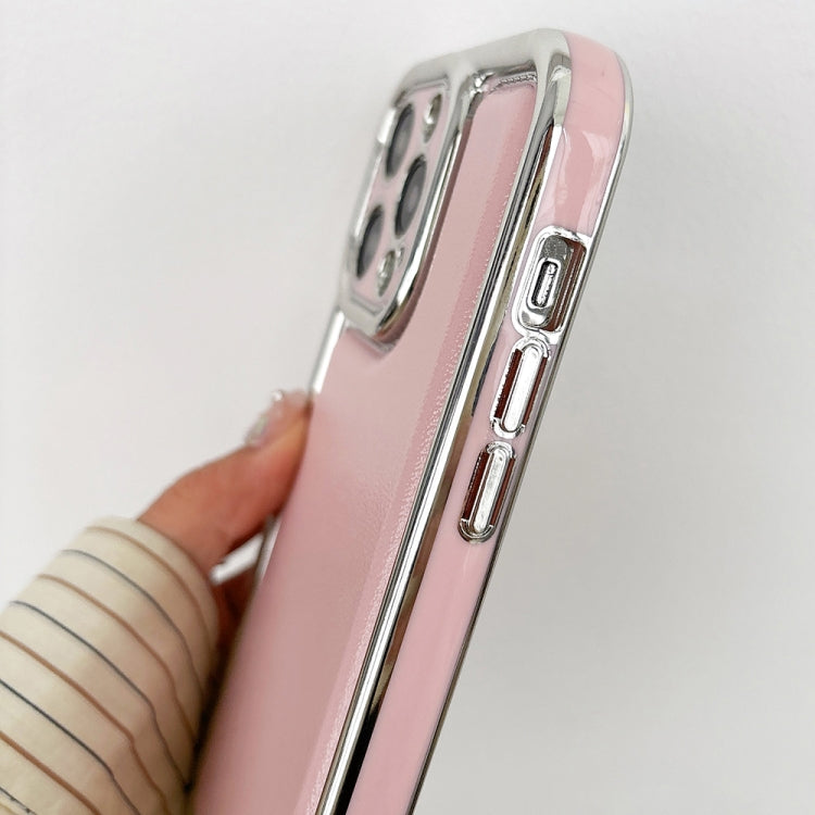 For iPhone 16 Plus Electroplated Edge Frosted Leather TPU Phone Case(Rose Red) - iPhone 16 Plus Cases by buy2fix | Online Shopping UK | buy2fix