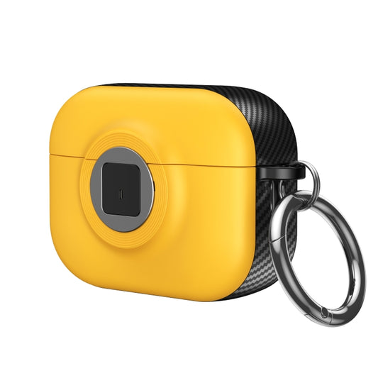 For AirPods Pro 2 Camera Series PC + TPU Headset Shockproof Carbon Fibre Case(Yellow) - For AirPods Pro 2 by buy2fix | Online Shopping UK | buy2fix