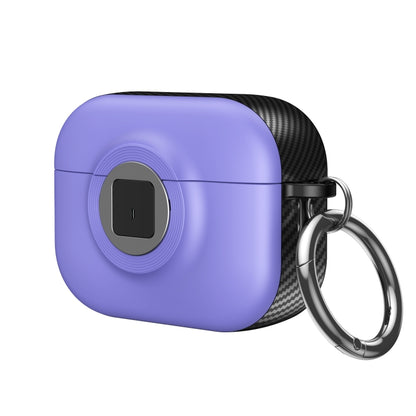 For AirPods Pro Camera Series PC + TPU Headset Shockproof Carbon Fibre Case(Purple) - For AirPods Pro by buy2fix | Online Shopping UK | buy2fix