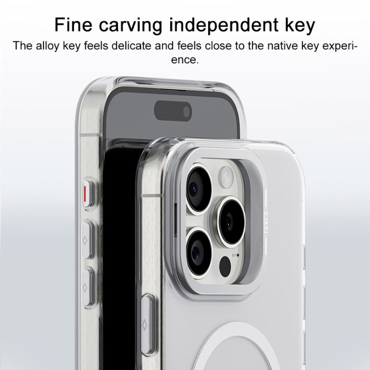 For iPhone 16 TGVIS Stand Series MagSafe Phone Case with Lens Frame Holder(Transparent) - iPhone 16 Cases by TGVIS | Online Shopping UK | buy2fix