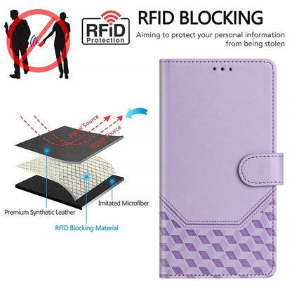 For Motorola Moto G Play 5G 2024 Oversea Honeycomb Embossing RFID Leather Phone Case(Light Purple) - Motorola Cases by buy2fix | Online Shopping UK | buy2fix