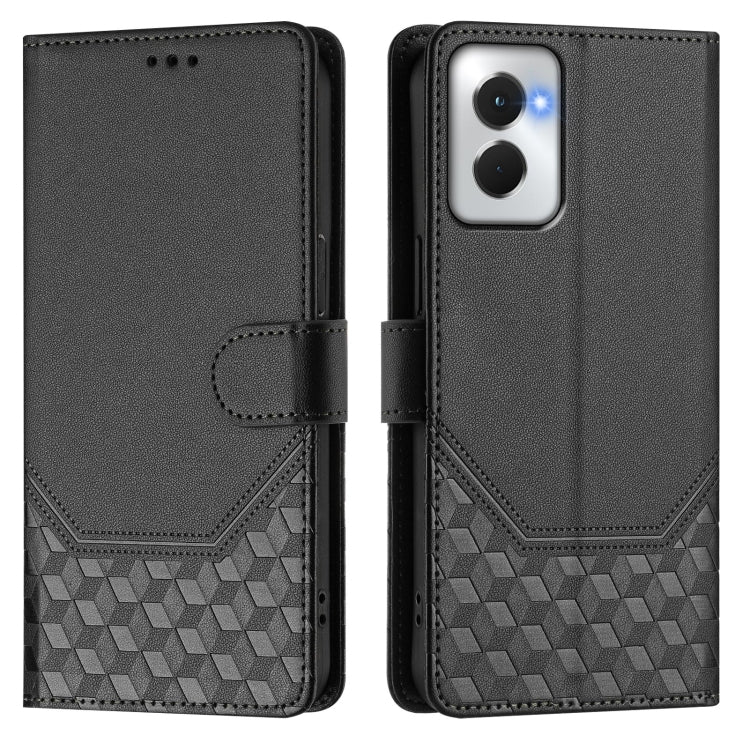 For Motorola Moto G Power 5G 2024 Honeycomb Embossing RFID Leather Phone Case(Black) - Motorola Cases by buy2fix | Online Shopping UK | buy2fix