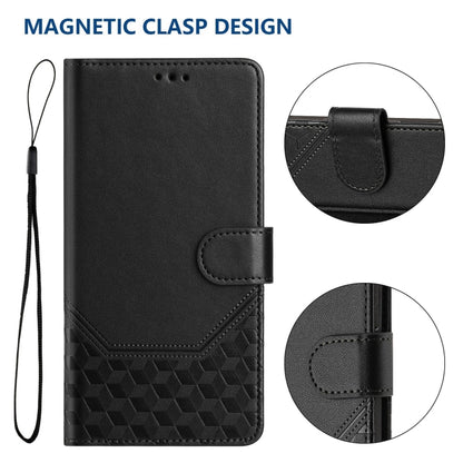 For Motorola Moto G Power 5G 2024 Honeycomb Embossing RFID Leather Phone Case(Black) - Motorola Cases by buy2fix | Online Shopping UK | buy2fix