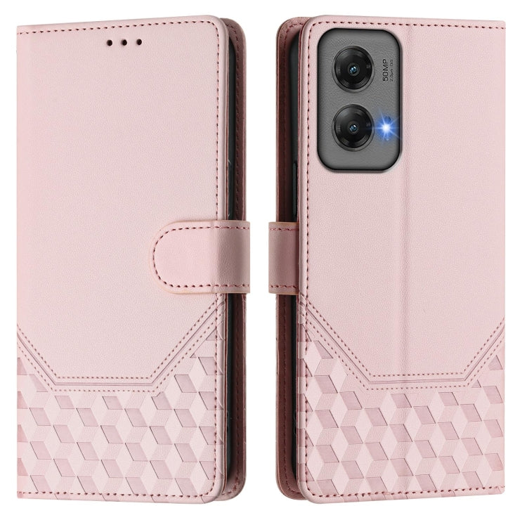 For Motorola Moto G Stylus 5G 2024 Honeycomb Embossing RFID Leather Phone Case(Pink) - Motorola Cases by buy2fix | Online Shopping UK | buy2fix