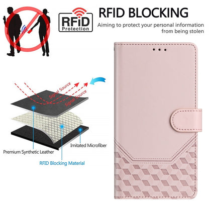 For Motorola Moto G Stylus 5G 2024 Honeycomb Embossing RFID Leather Phone Case(Pink) - Motorola Cases by buy2fix | Online Shopping UK | buy2fix