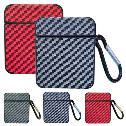 For AirPods Pro 2 Carbon Fiber Square Leather Earphone Case with Hook(Red) - For AirPods Pro 2 by buy2fix | Online Shopping UK | buy2fix