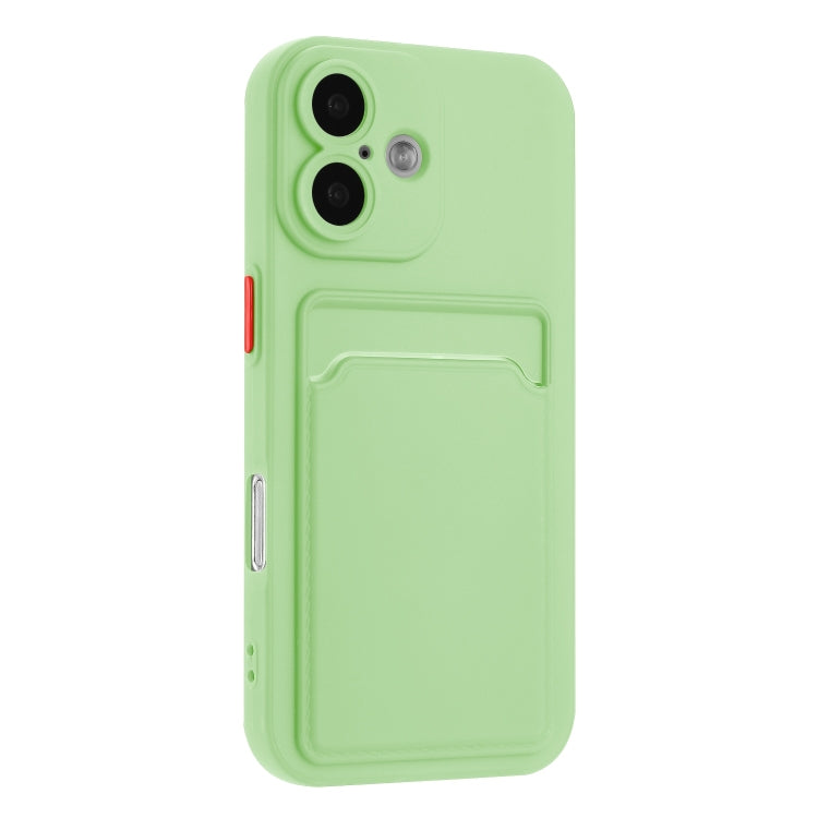 For iPhone 16 Skin Feel Card Contrast Color Button TPU Phone Case(Light Green) - iPhone 16 Cases by buy2fix | Online Shopping UK | buy2fix