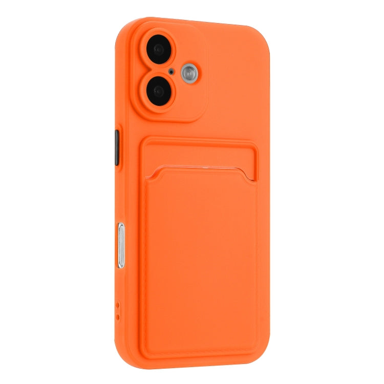 For iPhone 16 Skin Feel Card Contrast Color Button TPU Phone Case(Orange) - iPhone 16 Cases by buy2fix | Online Shopping UK | buy2fix