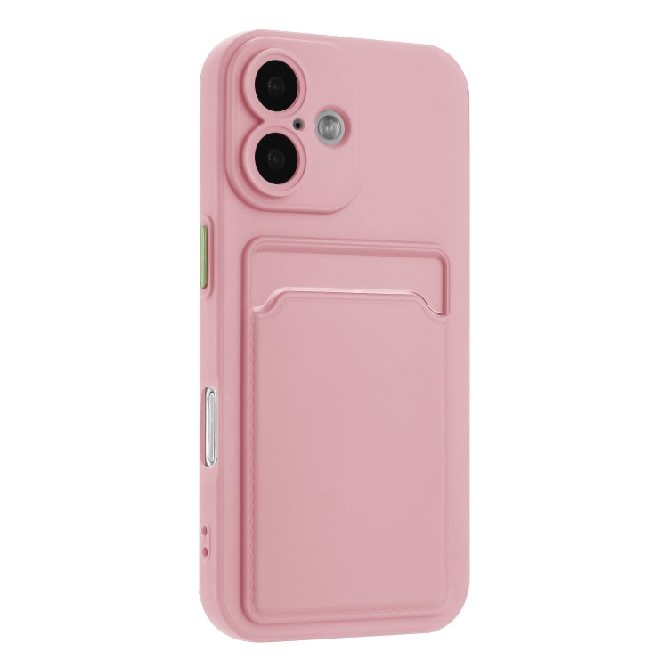 For iPhone 16 Skin Feel Card Contrast Color Button TPU Phone Case(Pink) - iPhone 16 Cases by buy2fix | Online Shopping UK | buy2fix