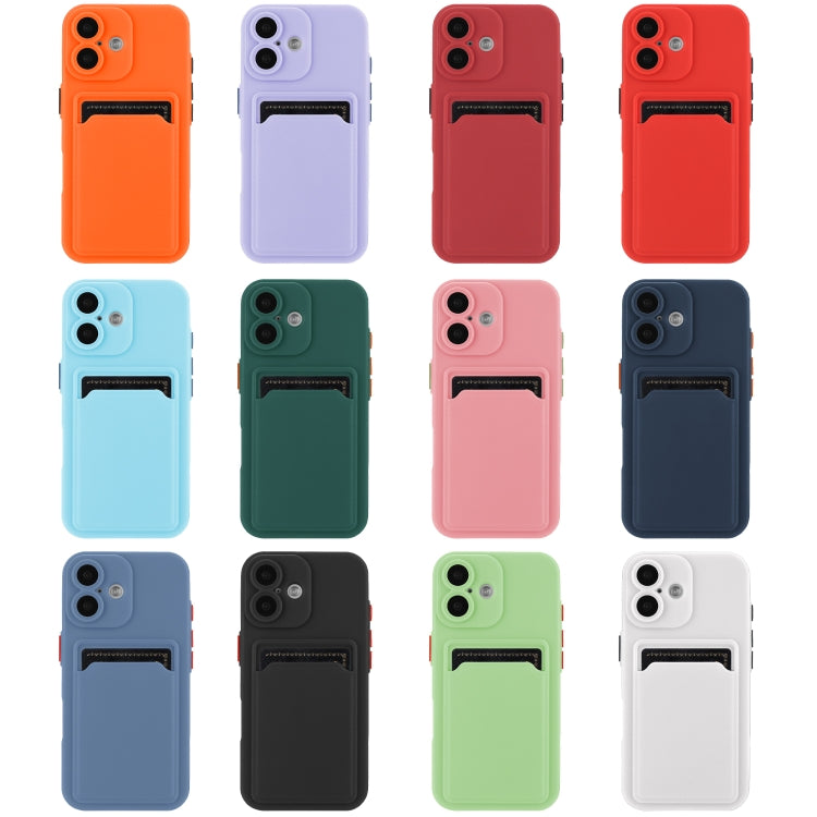 For iPhone 16 Skin Feel Card Contrast Color Button TPU Phone Case(Red) - iPhone 16 Cases by buy2fix | Online Shopping UK | buy2fix