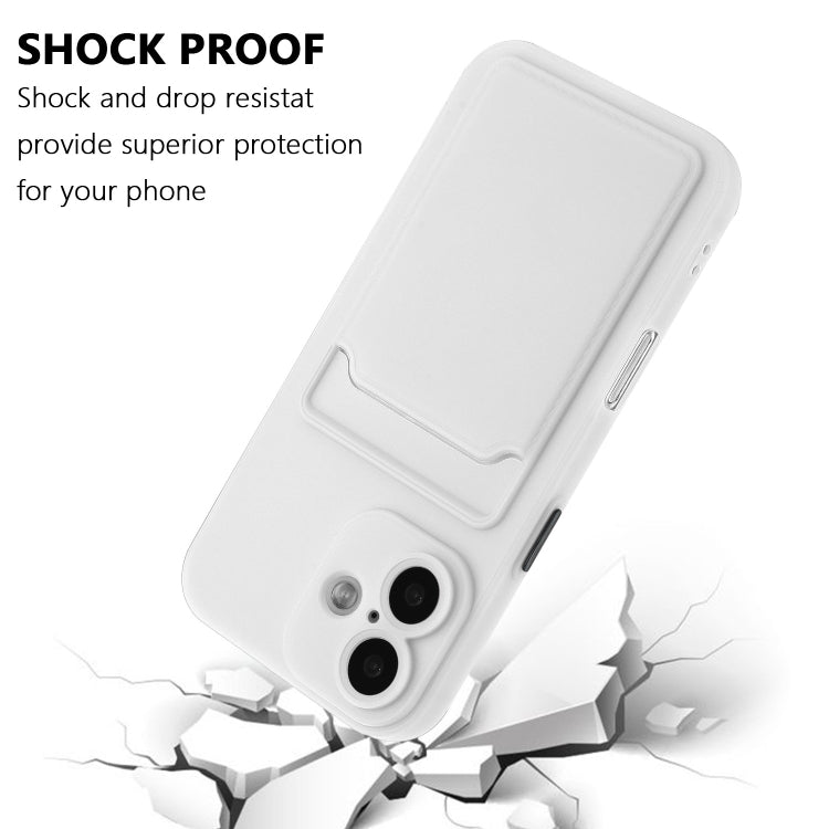 For iPhone 16 Skin Feel Card Contrast Color Button TPU Phone Case(White) - iPhone 16 Cases by buy2fix | Online Shopping UK | buy2fix