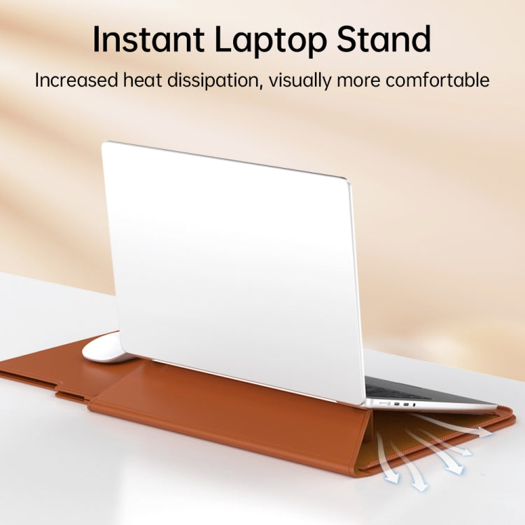 Multifunctional Laptop PU Magnetic Stand Split Liner Bag with Mouse Pad Function, Size:15 inch(Brown) - 15 inch by buy2fix | Online Shopping UK | buy2fix