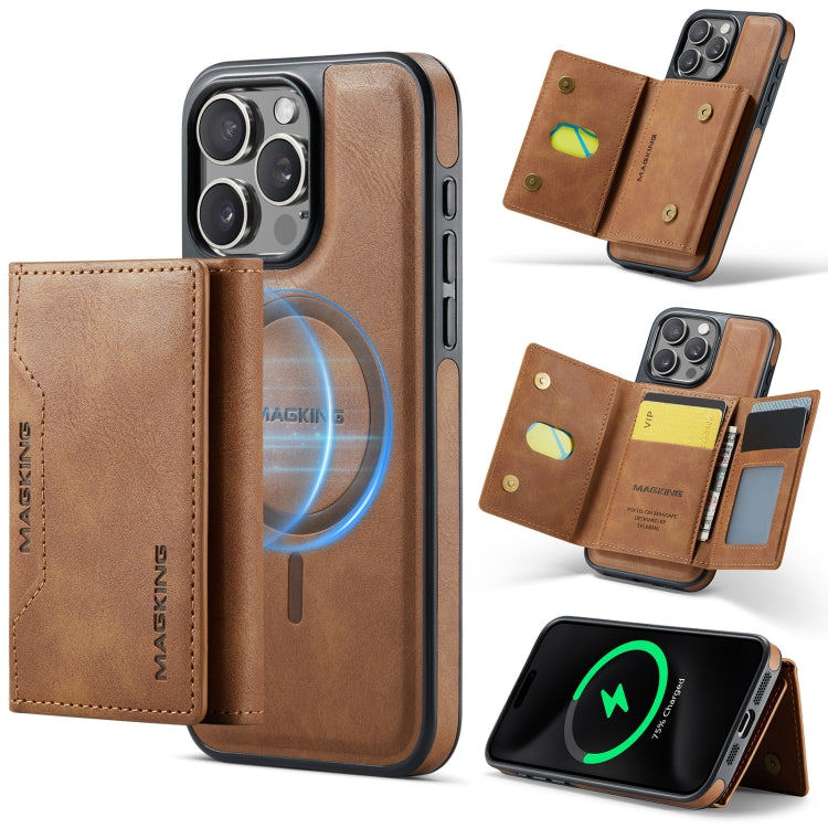 For iPhone 15 Pro Max DG.MING MAGKING-K2 Series MagSafe RFID Card Bag Detachable Phone Case(Brown) - iPhone 15 Pro Max Cases by DG.MING | Online Shopping UK | buy2fix