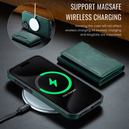 For iPhone 16 Plus DG.MING MAGKING-K2 Series MagSafe RFID Card Bag Detachable Phone Case(Green) - iPhone 16 Plus Cases by DG.MING | Online Shopping UK | buy2fix