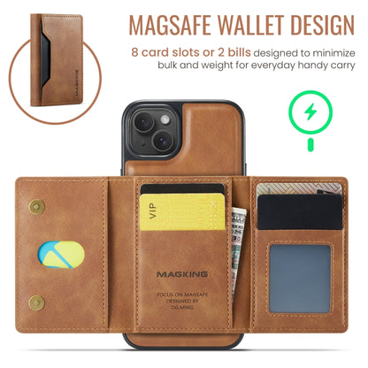 For iPhone 13 DG.MING MAGKING-K2 Series MagSafe RFID Card Bag Detachable Phone Case(Brown) - iPhone 13 Cases by DG.MING | Online Shopping UK | buy2fix