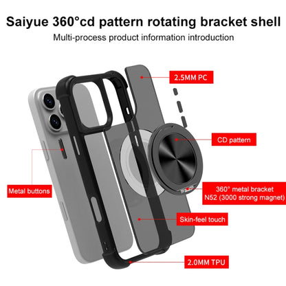 For iPhone 16 Pro Max CD Texture 360 Degree Rotating Holder MagSafe Phone Case(Black) - iPhone 16 Pro Max Cases by buy2fix | Online Shopping UK | buy2fix