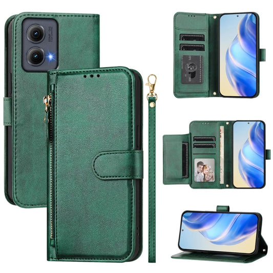 For Motorola Edge 5G 2024 Multi-Card Slots Zipper Wallet Leather Phone Case(Green) - Motorola Cases by buy2fix | Online Shopping UK | buy2fix