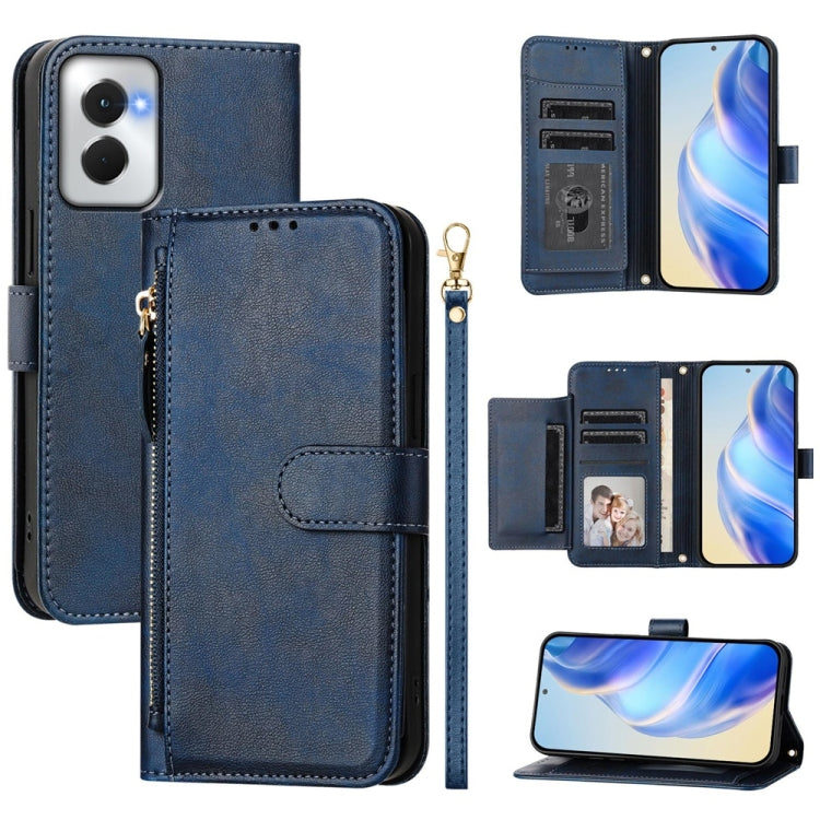 For Motorola Moto G Power 5G 2024 Multi-Card Slots Zipper Wallet Leather Phone Case(Blue) - Motorola Cases by buy2fix | Online Shopping UK | buy2fix