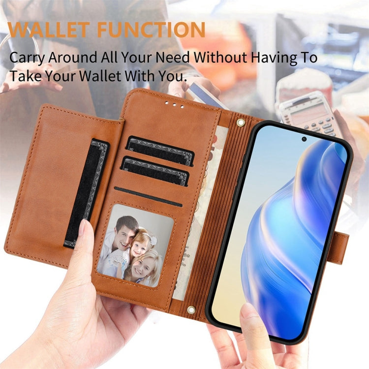 For Motorola Moto G Power 5G 2024 Multi-Card Slots Zipper Wallet Leather Phone Case(Brown) - Motorola Cases by buy2fix | Online Shopping UK | buy2fix