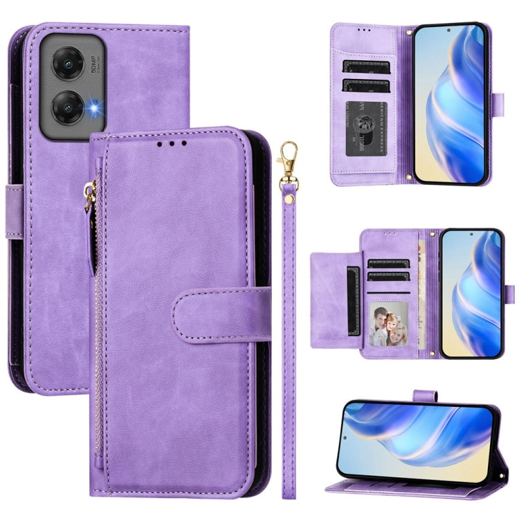 For Motorola Moto G Stylus 5G 2024 Multi-Card Slots Zipper Wallet Leather Phone Case(Purple) - Motorola Cases by buy2fix | Online Shopping UK | buy2fix