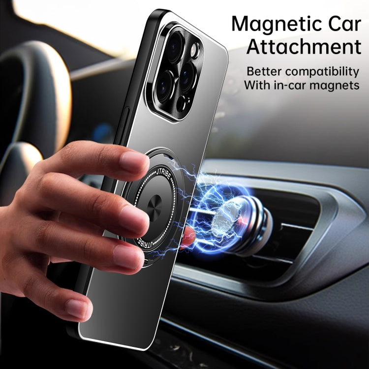 For iPhone 16 Pro Rotating Holder Frosted Metal Phone Case(Black) - iPhone 16 Pro Cases by buy2fix | Online Shopping UK | buy2fix