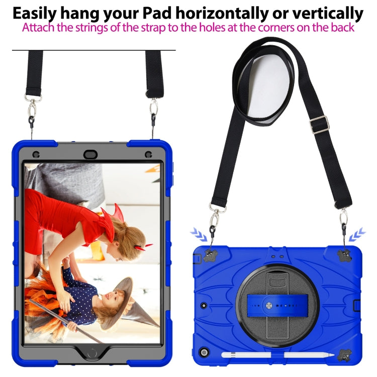 For iPad 10.2 2021 / 2020 / 2019 Bat Hand Grip Turntable Stand Tablet Case(Blue Black) - iPad 10.2 Cases by buy2fix | Online Shopping UK | buy2fix