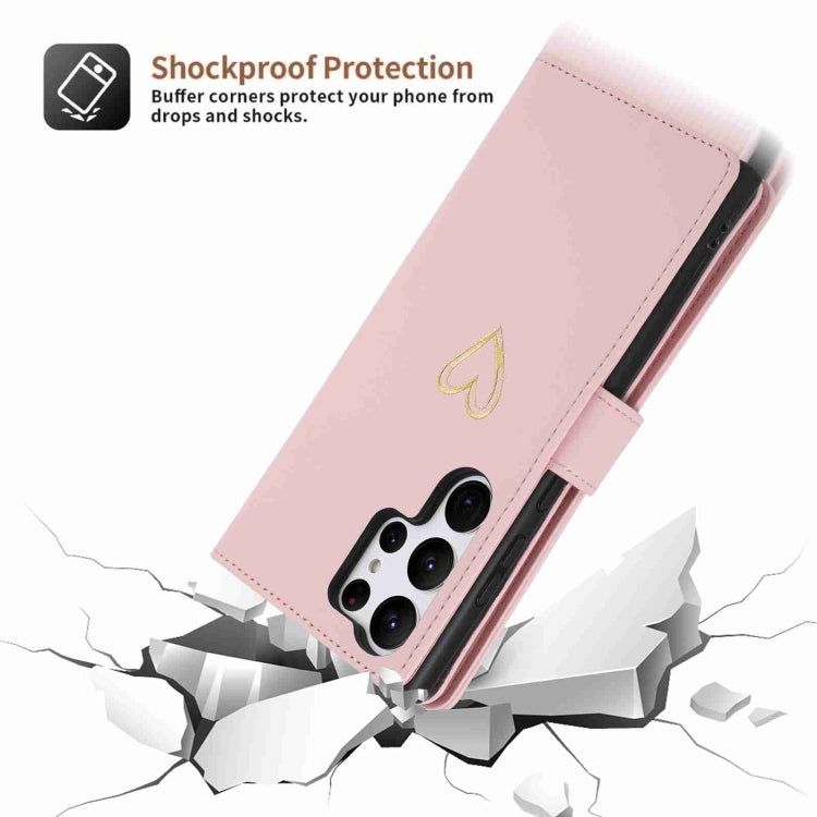 For Samsung Galaxy S23 Ultra 5G POLA Love Multi-Card Slots Zipper Wallet Leather Phone Case(Pink) - Galaxy S23 Ultra 5G Cases by POLA | Online Shopping UK | buy2fix