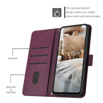 For Motorola Moto G 5G 2024 Embossed Kitten Phone Leather Case with Lanyard(Wine Red) - Motorola Cases by buy2fix | Online Shopping UK | buy2fix