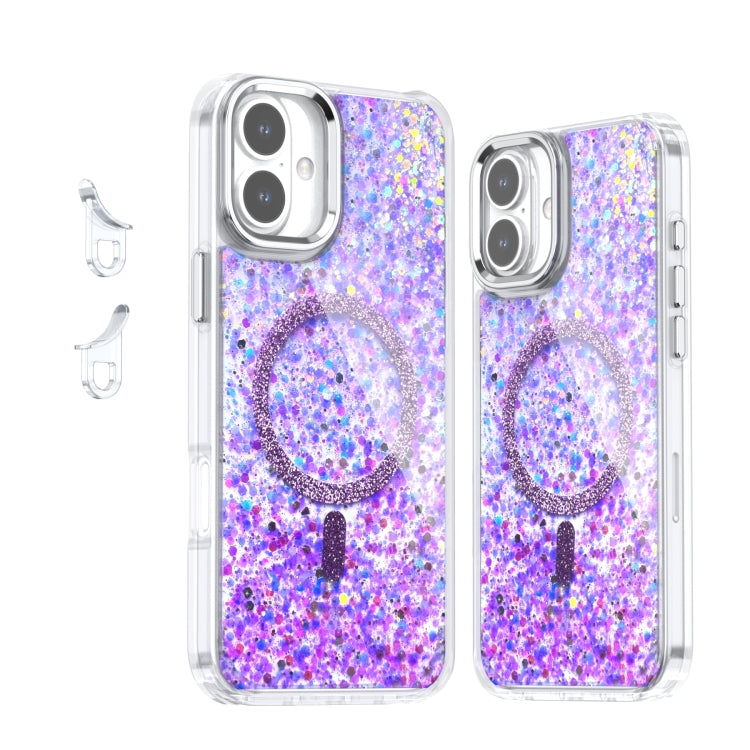 For iPhone 16 Plus Epoxy Glitter MagSafe Magnetic TPU Phone Case(Purple) - iPhone 16 Plus Cases by buy2fix | Online Shopping UK | buy2fix