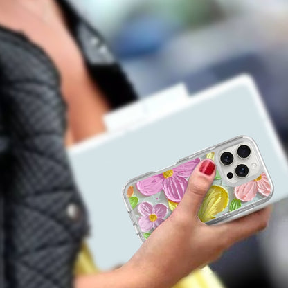 For iPhone 16 Pro Max Small Fresh Sticker PC + TPU Shockproof Phone Case(Colorful Flowers) - iPhone 16 Pro Max Cases by buy2fix | Online Shopping UK | buy2fix