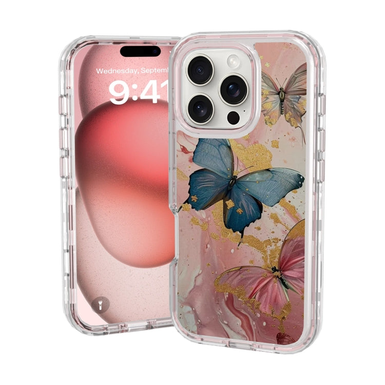 For iPhone 16 Pro Small Fresh Sticker PC + TPU Shockproof Phone Case(Butterfly) - iPhone 16 Pro Cases by buy2fix | Online Shopping UK | buy2fix