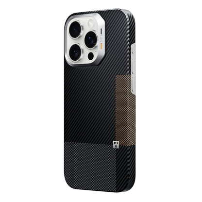 For iPhone 16 Pro TGVIS Carbon Fiber Series MagSafe Phone Case(Black Yellow) - iPhone 16 Pro Cases by TGVIS | Online Shopping UK | buy2fix