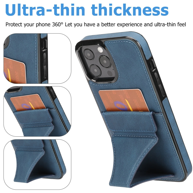 For iPhone 16 Pro Ultra-thin Shockproof Phone Protective Case with Holder(Blue) - iPhone 16 Pro Cases by buy2fix | Online Shopping UK | buy2fix