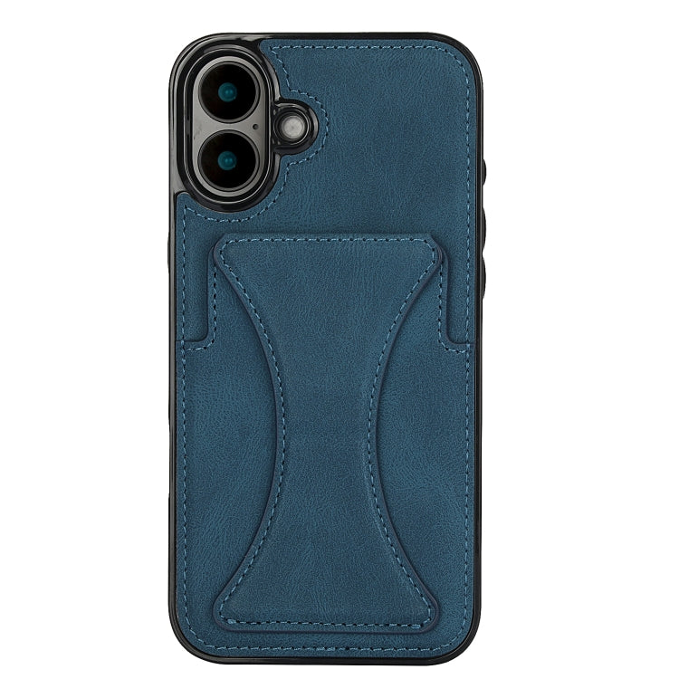 For iPhone 16 Ultra-thin Shockproof Phone Protective Case with Holder(Blue) - iPhone 16 Cases by buy2fix | Online Shopping UK | buy2fix