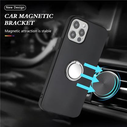 For iPhone 16 Plus Matte Ring Holder TPU Phone Case(Silver) - iPhone 16 Plus Cases by buy2fix | Online Shopping UK | buy2fix