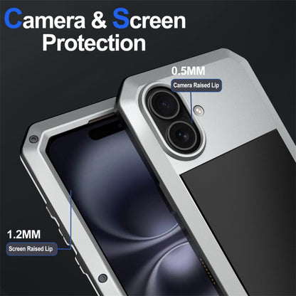 For iPhone 16 Plus Shockproof IP54 Life Waterproof Phone Case(Silver) - iPhone 16 Plus Cases by buy2fix | Online Shopping UK | buy2fix