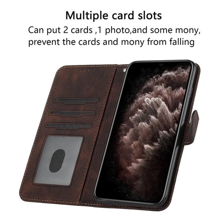 For Samsung Galaxy S25 5G Cubic Skin Feel Flip Leather Phone Case(Brown) - Galaxy S25 5G Cases by buy2fix | Online Shopping UK | buy2fix