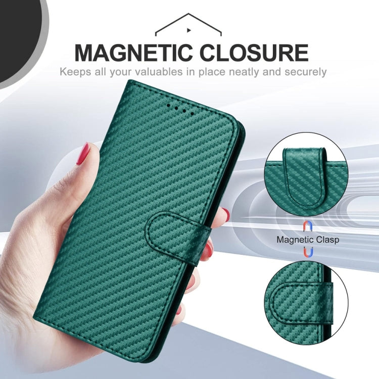 For Samsung Galaxy S25 5G YX0070 Carbon Fiber Buckle Leather Phone Case with Lanyard(Dark Green) - Galaxy S25 5G Cases by buy2fix | Online Shopping UK | buy2fix