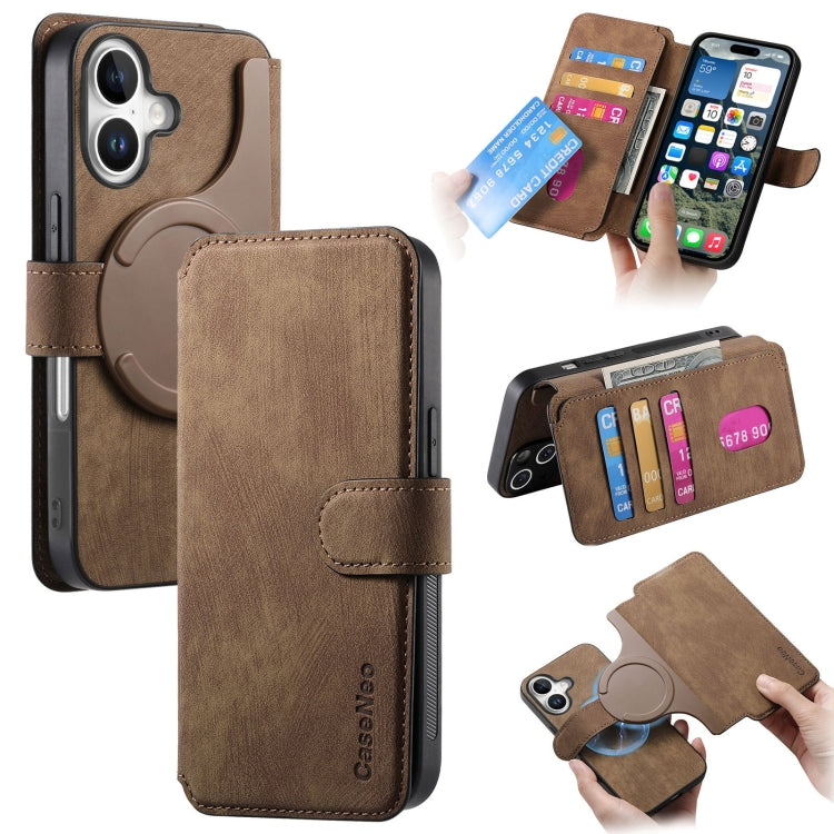 For iPhone 16 CaseNeo MagSafe RFID Anti-theft Retro Leather Phone Case(Brown) - iPhone 16 Cases by CaseNeo | Online Shopping UK | buy2fix