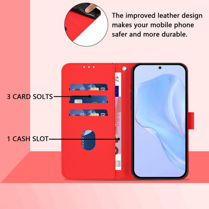 For Boost MobIle Celero 5G 2024 / 3 5G Skin Feel Solid Color Leather Phone Case with Lanyard(Red) - More Brand by buy2fix | Online Shopping UK | buy2fix