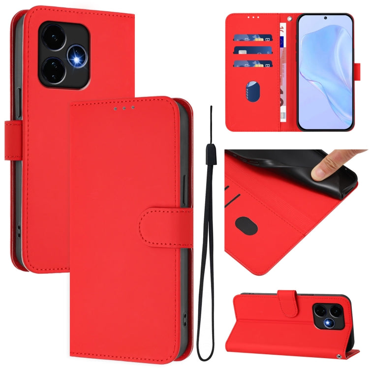 For Boost MobIle Celero 5G+ 2024 / 3+ 5G Skin Feel Solid Color Leather Phone Case with Lanyard(Red) - More Brand by buy2fix | Online Shopping UK | buy2fix