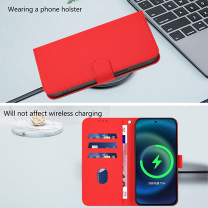 For Boost MobIle Celero 5G+ 2024 / 3+ 5G Skin Feel Solid Color Leather Phone Case with Lanyard(Red) - More Brand by buy2fix | Online Shopping UK | buy2fix