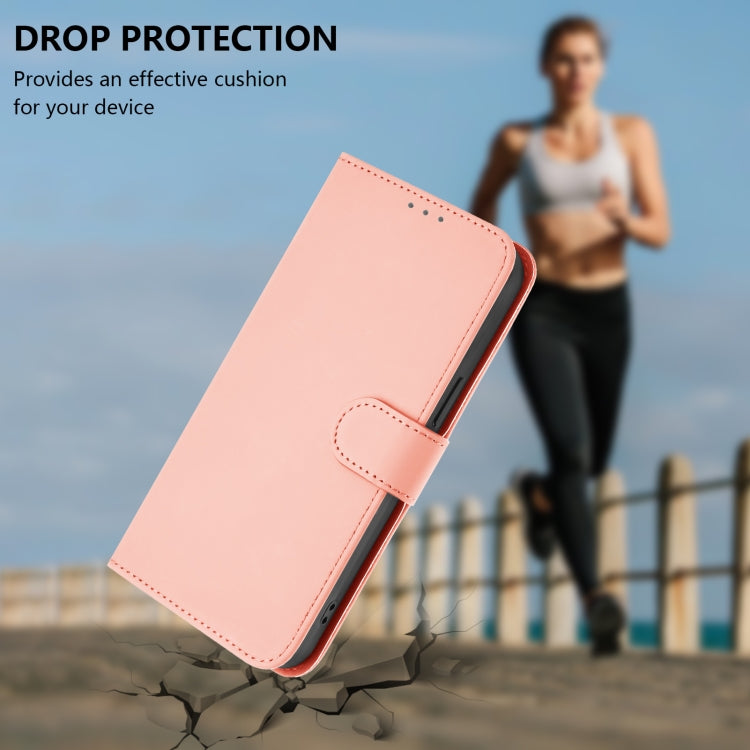 For Sony Xperia 5 VI 2024 Skin Feel Solid Color Leather Phone Case with Lanyard(Pink) - Sony Cases by buy2fix | Online Shopping UK | buy2fix