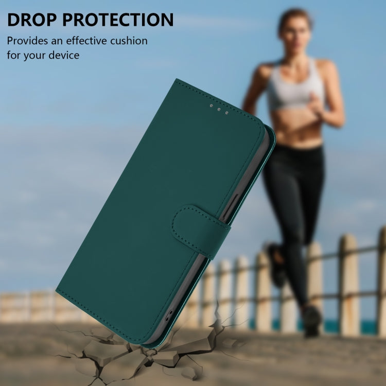 For Sony Xperia 10 VI 2024 Skin Feel Solid Color Leather Phone Case with Lanyard(Dark Green) - Sony Cases by buy2fix | Online Shopping UK | buy2fix